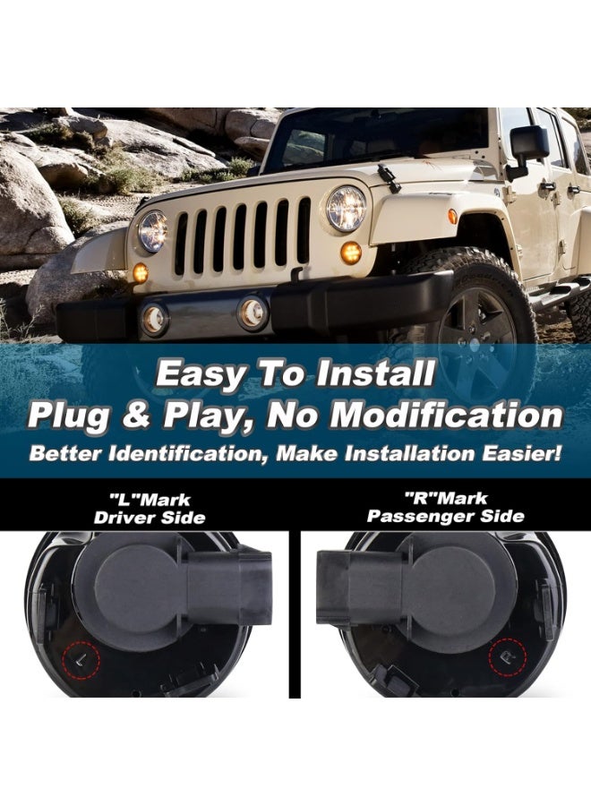 JK تحول إشارة أضواء عدسة الدخان Amber LED مؤشر الشواية الأمامية أضواء موقف السيارات لجيب رانجلر JK JKU 2007-2017 - Image 4